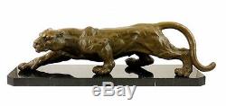 Animal Figurine Bronze XXL Panther On Marble Signed Milo