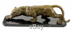 Animal Figurine Bronze XXL Panther On Marble Signed Milo