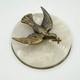 Antique Alabaster/marble Branch Holder Dove Signed Selas, Bronze