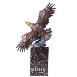 Antique Bronze Eagle on Black Marble Signed by Artist Milo