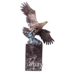 Antique Bronze Eagle on Black Marble Signed by Artist Milo