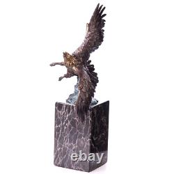 Antique Bronze Eagle on Black Marble Signed by Artist Milo