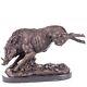 Antique Bronze Figurine Of Wild Hunt On Black Marble Signed