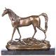 Antique Bronze Horse Figurine On Marble Signed By Artist P. J. Mene