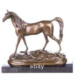 Antique Bronze Horse Figurine on Marble Signed by Artist P. J. Mene