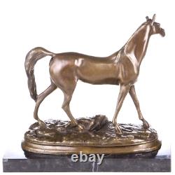 Antique Bronze Horse Figurine on Marble Signed by Artist P. J. Mene