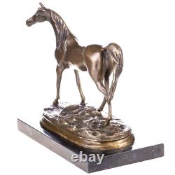 Antique Bronze Horse Figurine on Marble Signed by Artist P. J. Mene