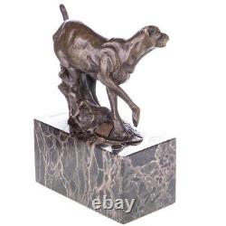 Antique Bronze Panther Figure on Black Marble