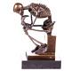 Antique Bronze Skeleton Thinker On Marble Signed By Artist Milo