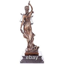 Antique Bronze Statue of Justice on Black Marble After Mayer