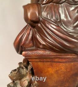 Antique Bronze Woman With Flowers Signed Duchoiselle Marble Base