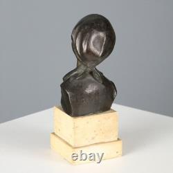 Antique Bronze and Marble Half-Bust Signed Giovanni De Martino, 20th Century
