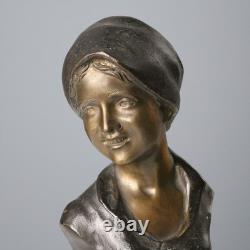 Antique Bronze and Marble Half-Bust Signed Giovanni De Martino, 20th Century