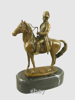 Antique Figurine Napoleon on Horseback Bronze on Black Marble