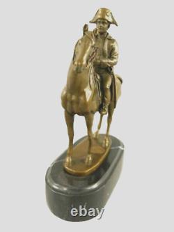 Antique Figurine Napoleon on Horseback Bronze on Black Marble