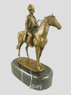 Antique Figurine Napoleon on Horseback Bronze on Black Marble