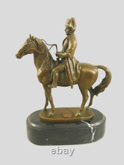 Antique Figurine Napoleon on Horseback Bronze on Black Marble