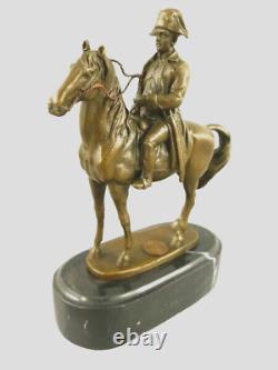 Antique Figurine Napoleon on Horseback Bronze on Black Marble