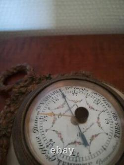 Antique Table Barometer, Signed Chavannaz In Bordeaux, Marble And Bronze, 19th
