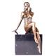 Antique Female Bronze Nude Figurine On Black Marble