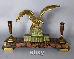 Antique gilt bronze and marble pen holder, signed A. Marionnet (1852–1910) C404