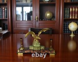 Antique gilt bronze and marble pen holder, signed A. Marionnet (1852–1910) C404
