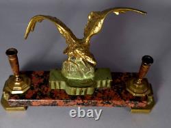 Antique gilt bronze and marble pen holder, signed A. Marionnet (1852–1910) C404