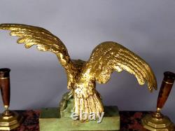 Antique gilt bronze and marble pen holder, signed A. Marionnet (1852–1910) C404