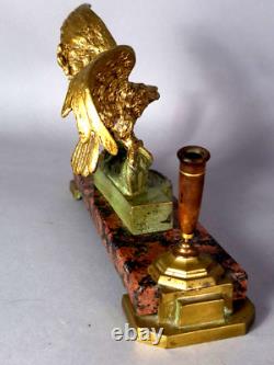 Antique gilt bronze and marble pen holder, signed A. Marionnet (1852–1910) C404