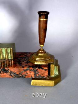 Antique gilt bronze and marble pen holder, signed A. Marionnet (1852–1910) C404
