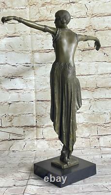 Art Deco/Art Nouveau Bronze and Marble Sculpture Signed D. H. Chiparus