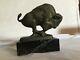 # Art Deco Bronze And Marble Bison Signed By E. Mardini