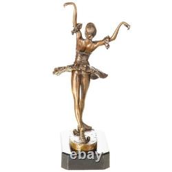 Art Deco Bronze Ballerina Sculpture on a Black Marble Base After Milo