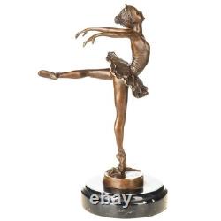 Art Deco Bronze Ballerina Sculpture on a Black Marble Base after Milo