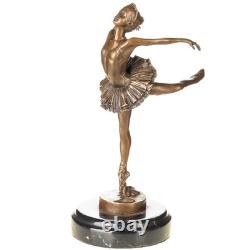 Art Deco Bronze Ballerina Sculpture on a Black Marble Base after Milo