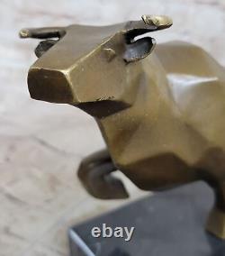 Art Deco Bronze Bull Mounted on a Black Marble Base Signed Nick Sale
