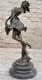 Art Deco Bronze Dancer, Signed Cesaro Opens On Marble Base Sculpture Figurine