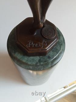 Art Deco Bronze Dancer Statuette, signed, on green marble base, height 32 cm