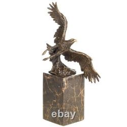 Art Deco Bronze Eagle Sculpture on a Black Marble Base after Milo