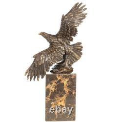 Art Deco Bronze Eagle Sculpture on a Black Marble Base after Milo