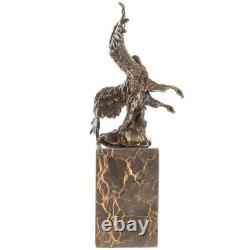 Art Deco Bronze Eagle Sculpture on a Black Marble Base after Milo