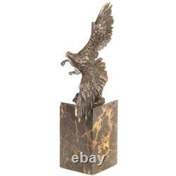 Art Deco Bronze Eagle Sculpture on a Black Marble Base after Milo