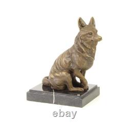 Art Deco Bronze Fox Sculpture on Black Marble after Nick