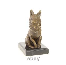 Art Deco Bronze Fox Sculpture on Black Marble after Nick