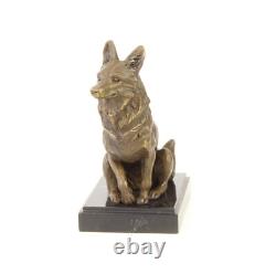Art Deco Bronze Fox Sculpture on Black Marble after Nick