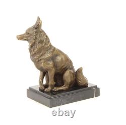 Art Deco Bronze Fox Sculpture on Black Marble after Nick