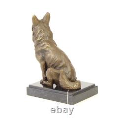 Art Deco Bronze Fox Sculpture on Black Marble after Nick