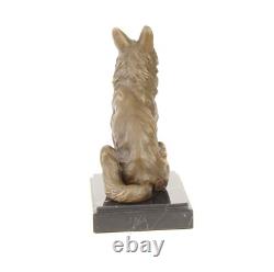 Art Deco Bronze Fox Sculpture on Black Marble after Nick