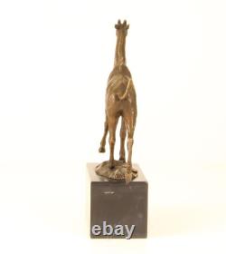 Art Deco Bronze Giraffe Sculpture on a Black Marble Base after Milo