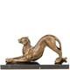 Art Deco Bronze Leopard Sculpture On A Black Marble Base After Milo